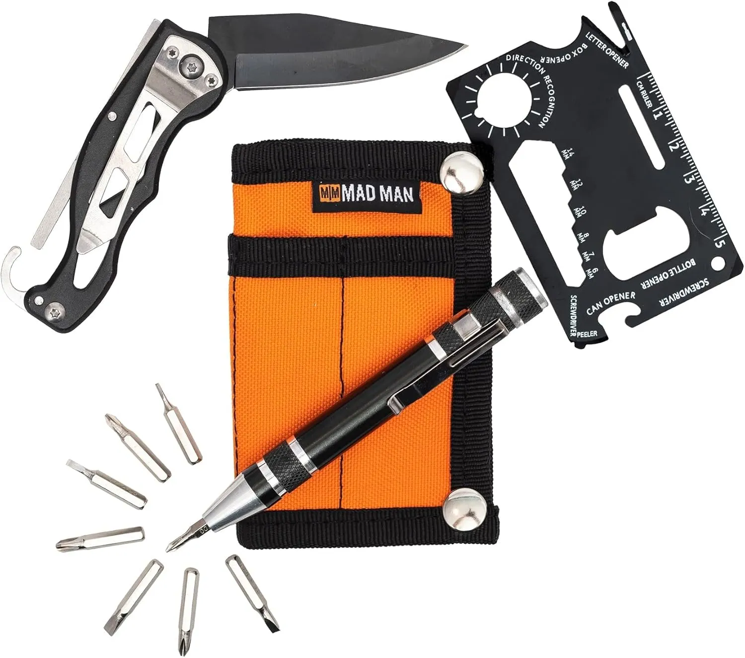 Mad Man EDC Multi-Tool Gift Set, Orange, Men's Accessories Tool Kit