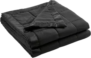 Madison Park Ultra-Soft Microfiber Blanket, Box Quilting with Satin Binding, All Season & Lightweight Summer Blanket for Bed, Couch & Sofa, Full/Queen, Black