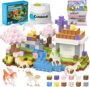 Magnetic Blocks 108PCS Magnetic Building Blocks for Girl 6-8 with 6 Animal Toys, Magnetic Building Blocks Toddler Toys for 6  Year Old Boys & Girls, Creative Kids Games Kids Toys
