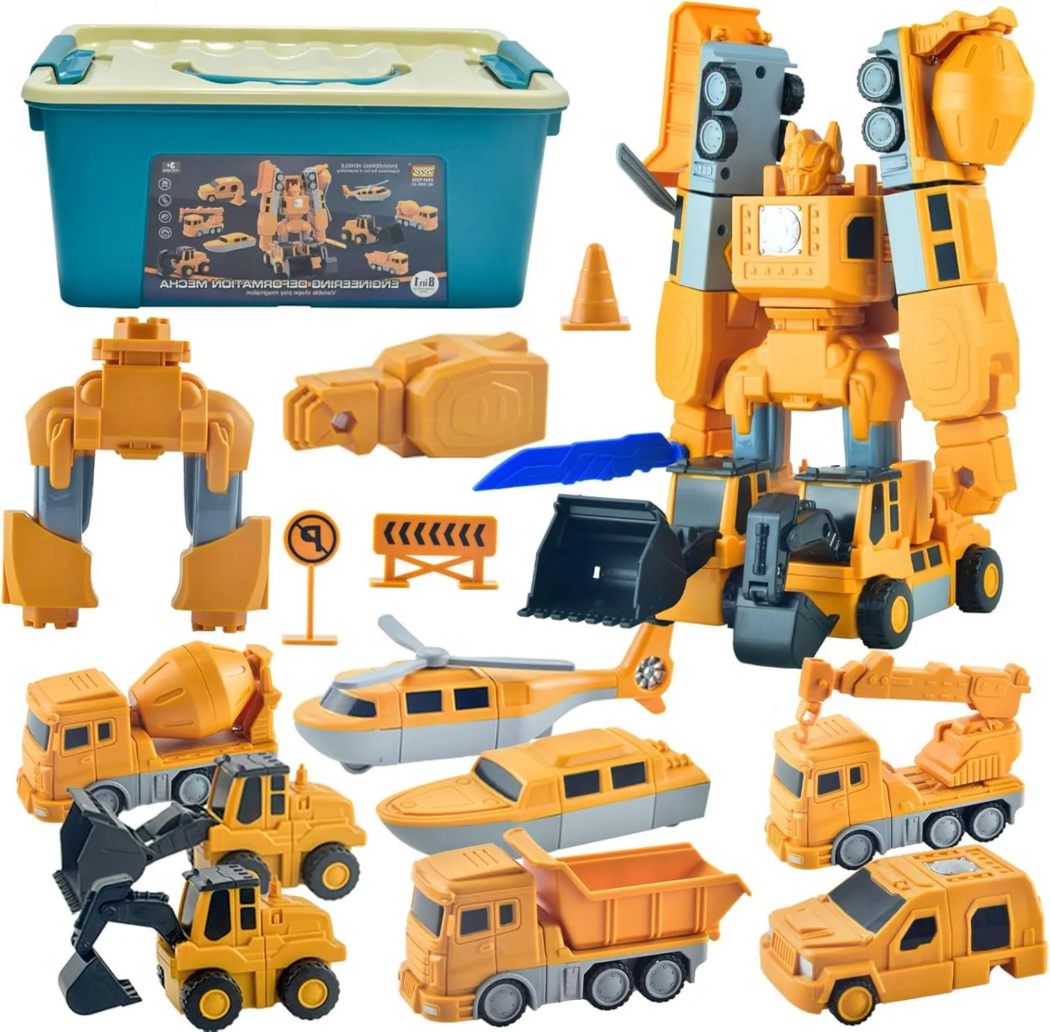 Magnetic Transform Engineering Car Assembled Toys with Storage Box Toddler 3-4 Magnetic Blocks, Transforming Robot Toys for Kids Age 3-8 Outdoor Toddler Activities Toys (Engineering Series 35 Pieces)