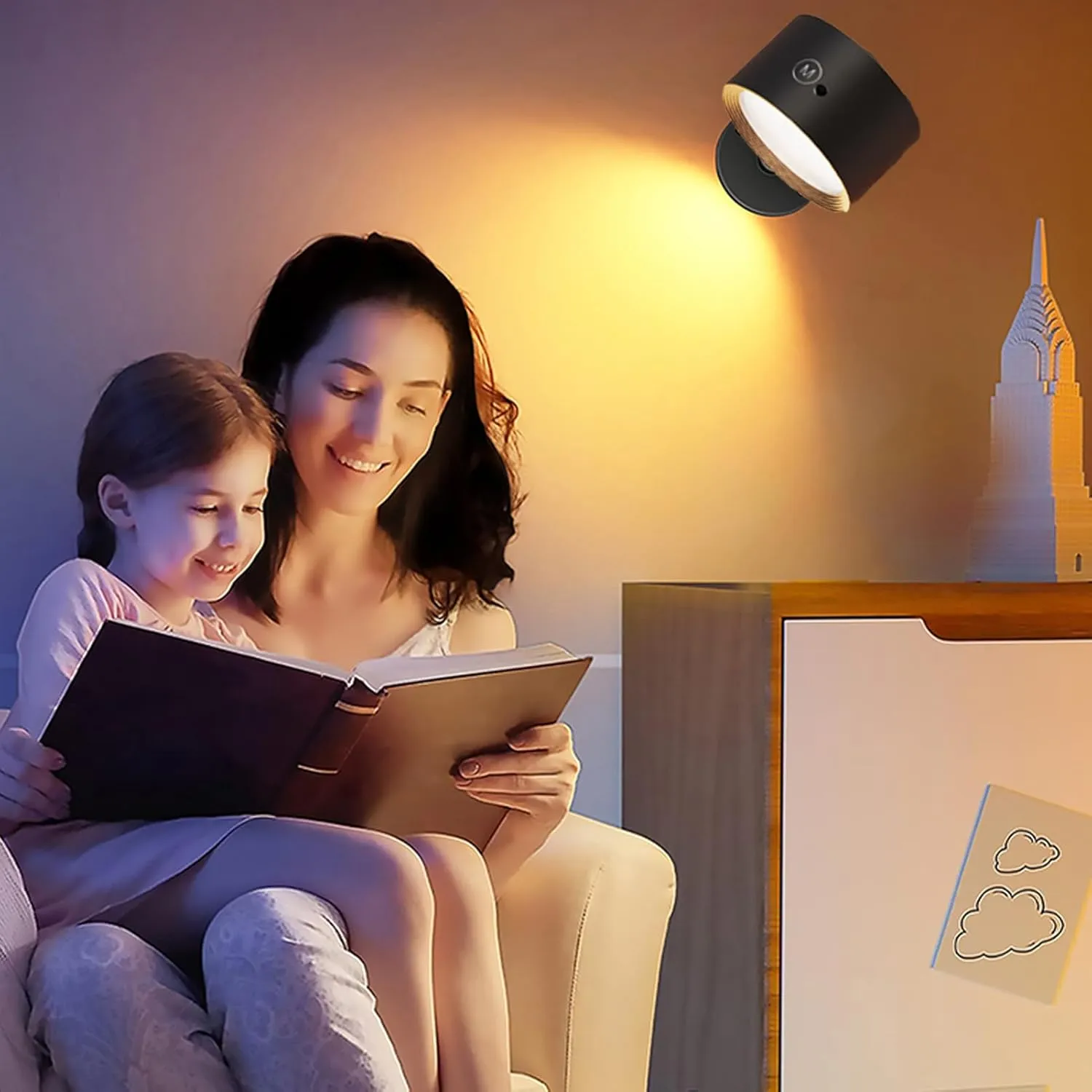 Magnetic Wall Sconce Dimmable, 2 Pack Rechargeable Battery Operated USB, Picture Painting Wall Light with Remote, 360° Rotate Magnetic Ball LED Wall Mounted Lamp (Black#A)