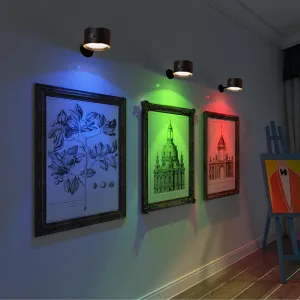 Magnetic Wall Sconce Dimmable, 2 Pack Rechargeable Battery Operated USB, Picture Painting Wall Light with Remote, 360° Rotate Magnetic Ball LED Wall Mounted Lamp (Black#A)
