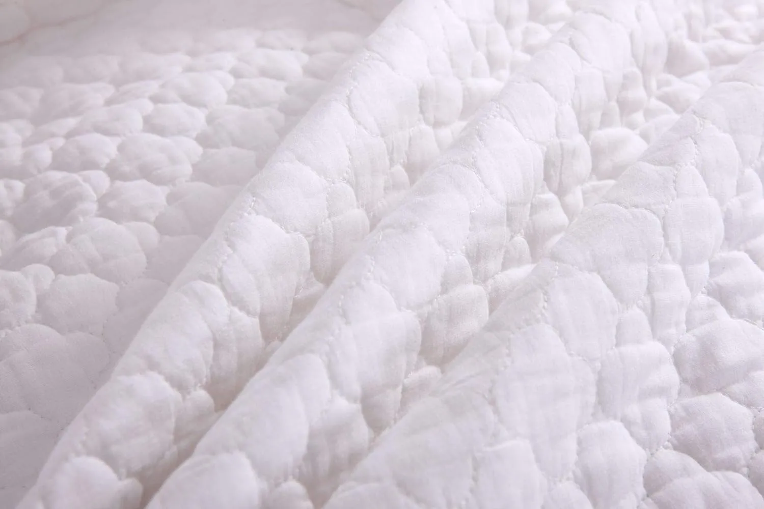 MarCielo 3 Piece 100% White Cotton Quilt Set Lightweight Bedspread Bed Coverlets Comforter Set, Cloud(King)