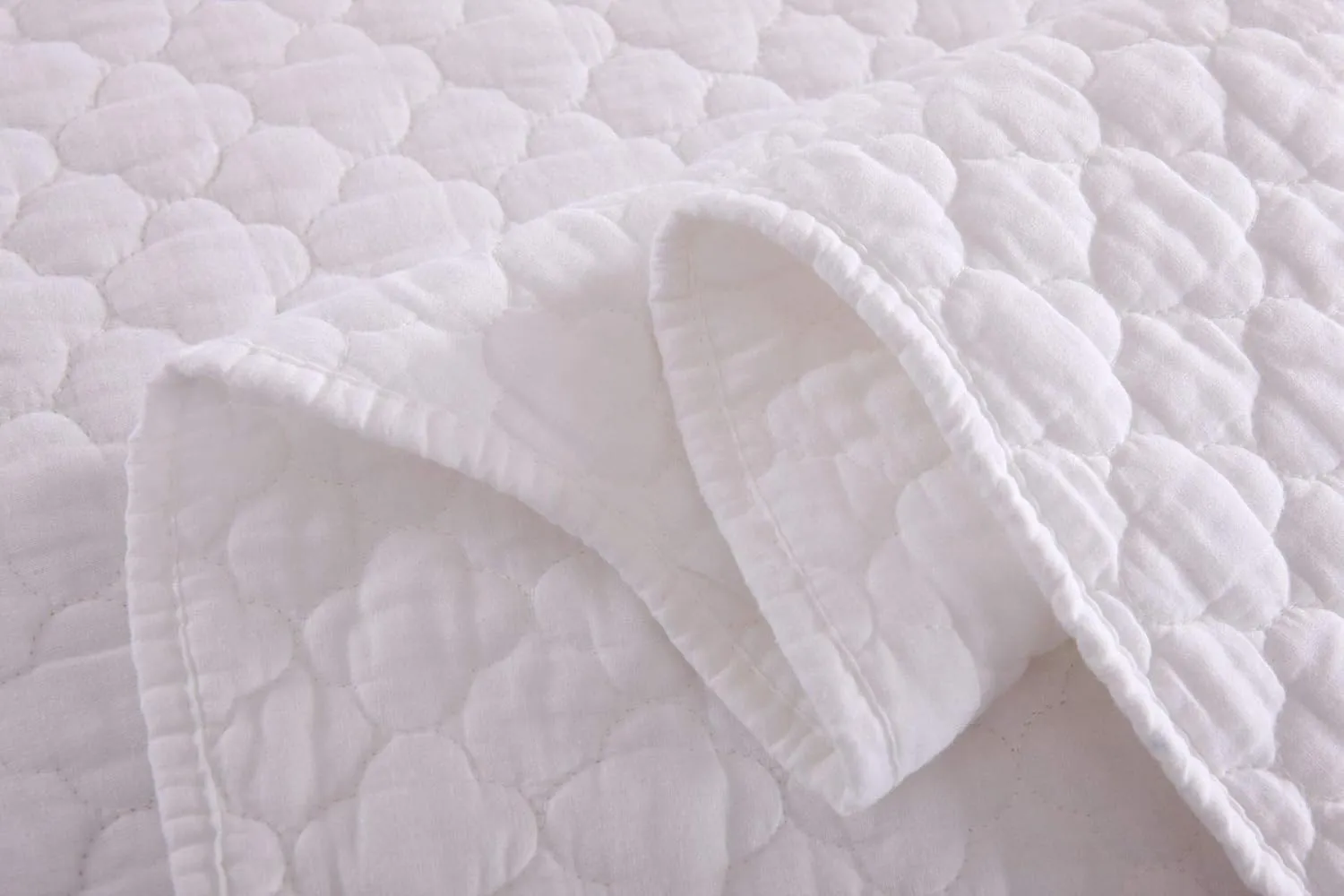 MarCielo 3 Piece 100% White Cotton Quilt Set Lightweight Bedspread Bed Coverlets Comforter Set, Cloud(King)
