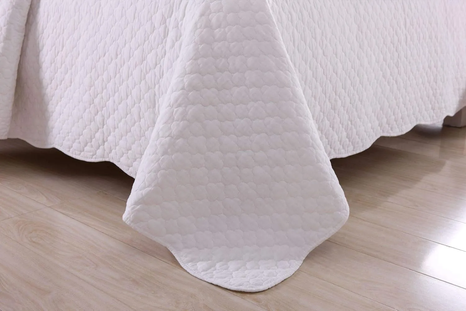 MarCielo 3 Piece 100% White Cotton Quilt Set Lightweight Bedspread Bed Coverlets Comforter Set, Cloud(King)