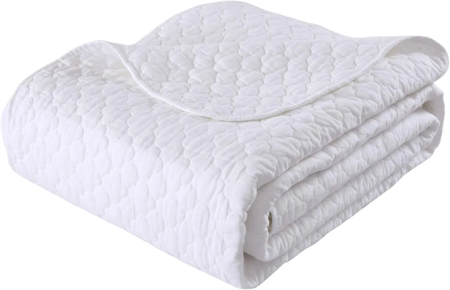 MarCielo 3 Piece 100% White Cotton Quilt Set Lightweight Bedspread Bed Coverlets Comforter Set, Cloud(King)