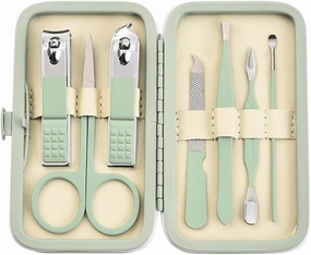 Matcha Green 7-Piece Manicure and Enhancement Tool Set, Nail Clippers 7-Piece Set, Nail Clippers