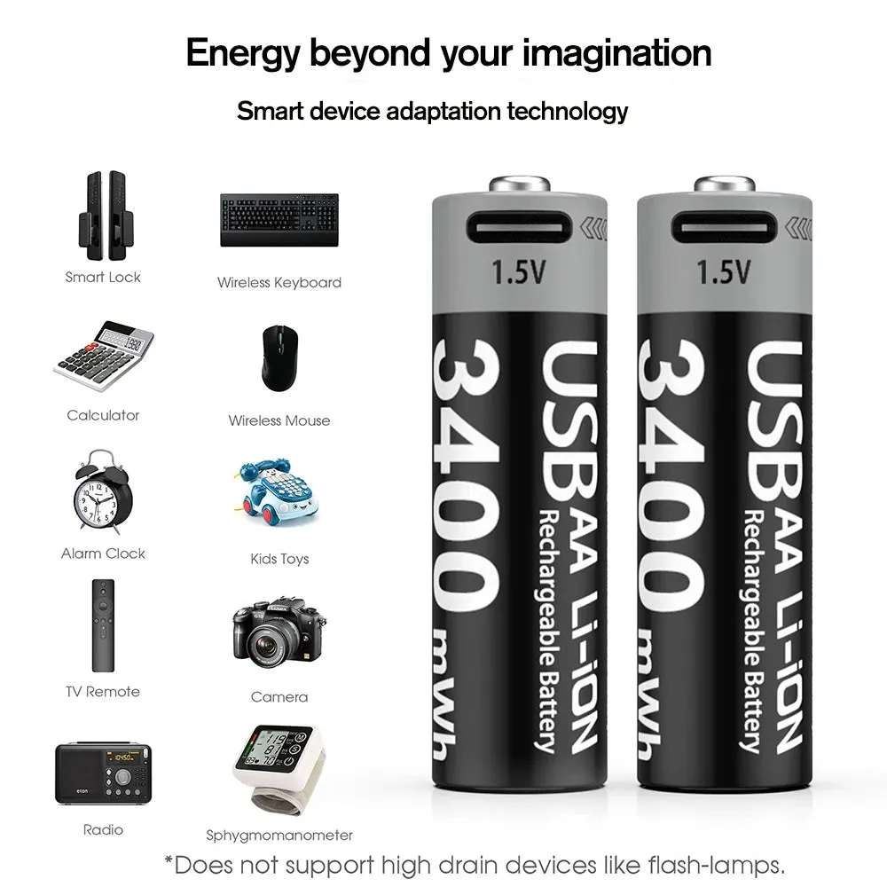 MATOV Premium USB Rechargeable AA/AAA Battery Set