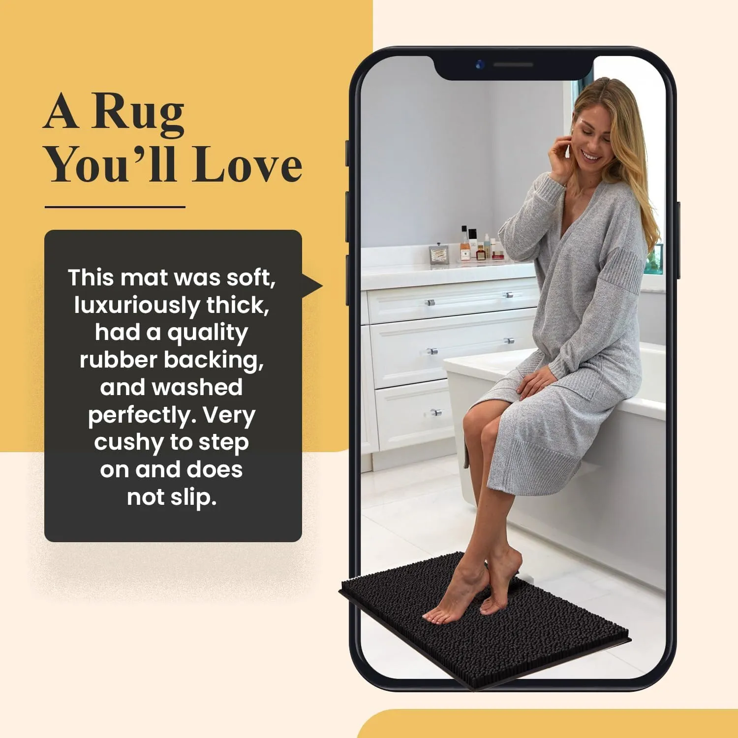 MAYSHINE Plush Shaggy Chenille Bath Mat | Extra Soft, Super Absorbent, Non-Slip Bathroom Rug | Fluffy Microfiber, Area Rug Sets for Bathroom Floor, Kitchen, Living Room | 23"x14" | Brown