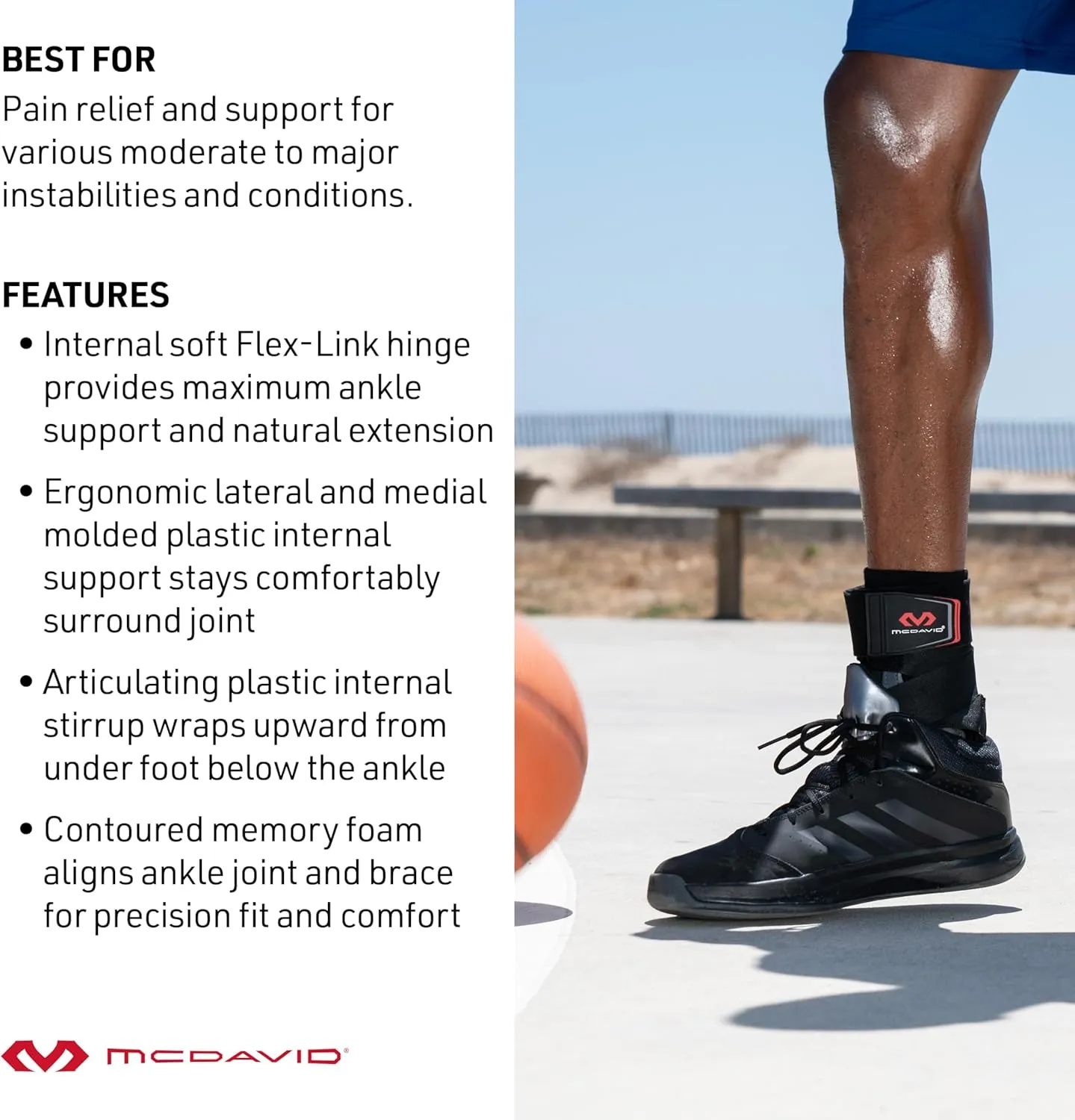 McDavid Ankle Brace Sprain Prevention/ Recovery. Bio-Logix Therapy Support, Competition Grade. Perfect for Basketball, Volleyball, Football, Soccer and More