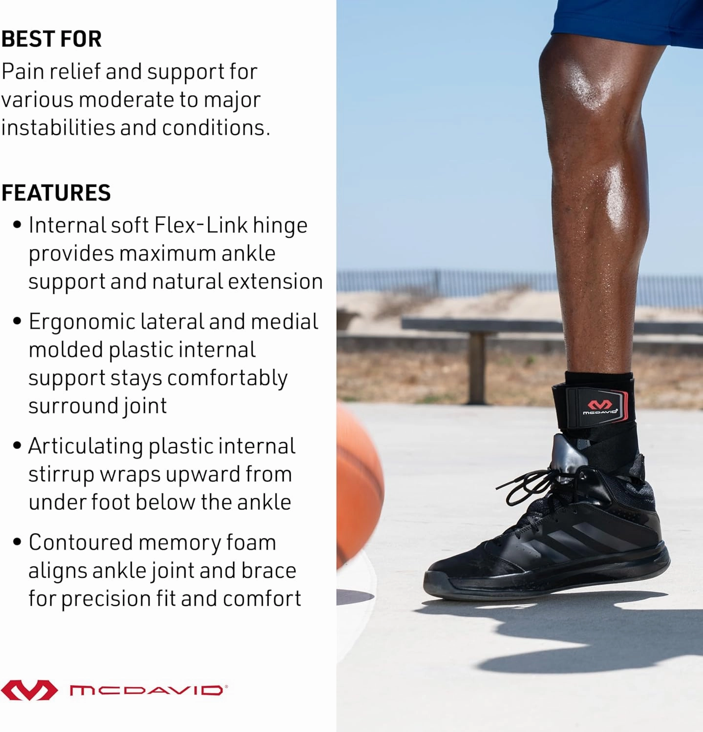 McDavid Ankle Brace Sprain Prevention/ Recovery. Bio-Logix Therapy Support, Competition Grade. Perfect for Basketball, Volleyball, Football, Soccer and More
