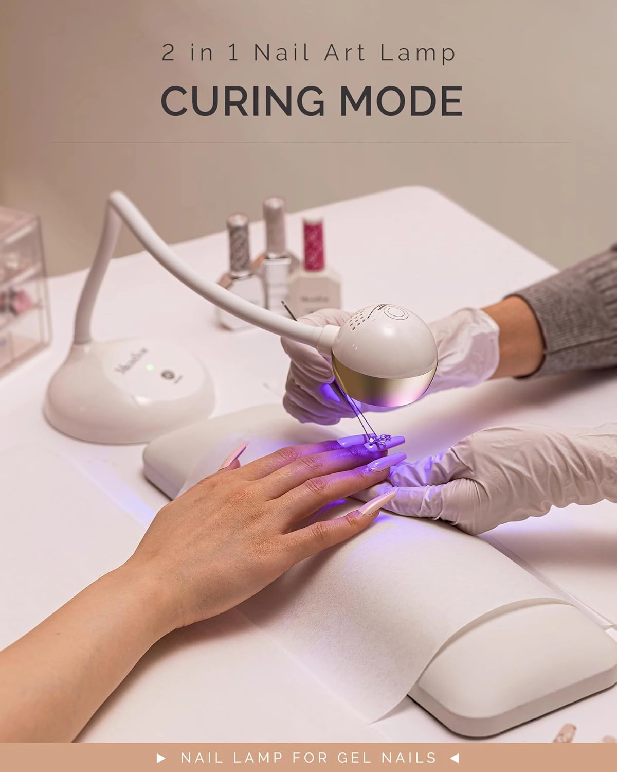 MelodySusie Cordless Rechargeable Nail Lamp with LED & UV 2 Modes, Professional Nail Supplies (Golden Nail Art Lamp)