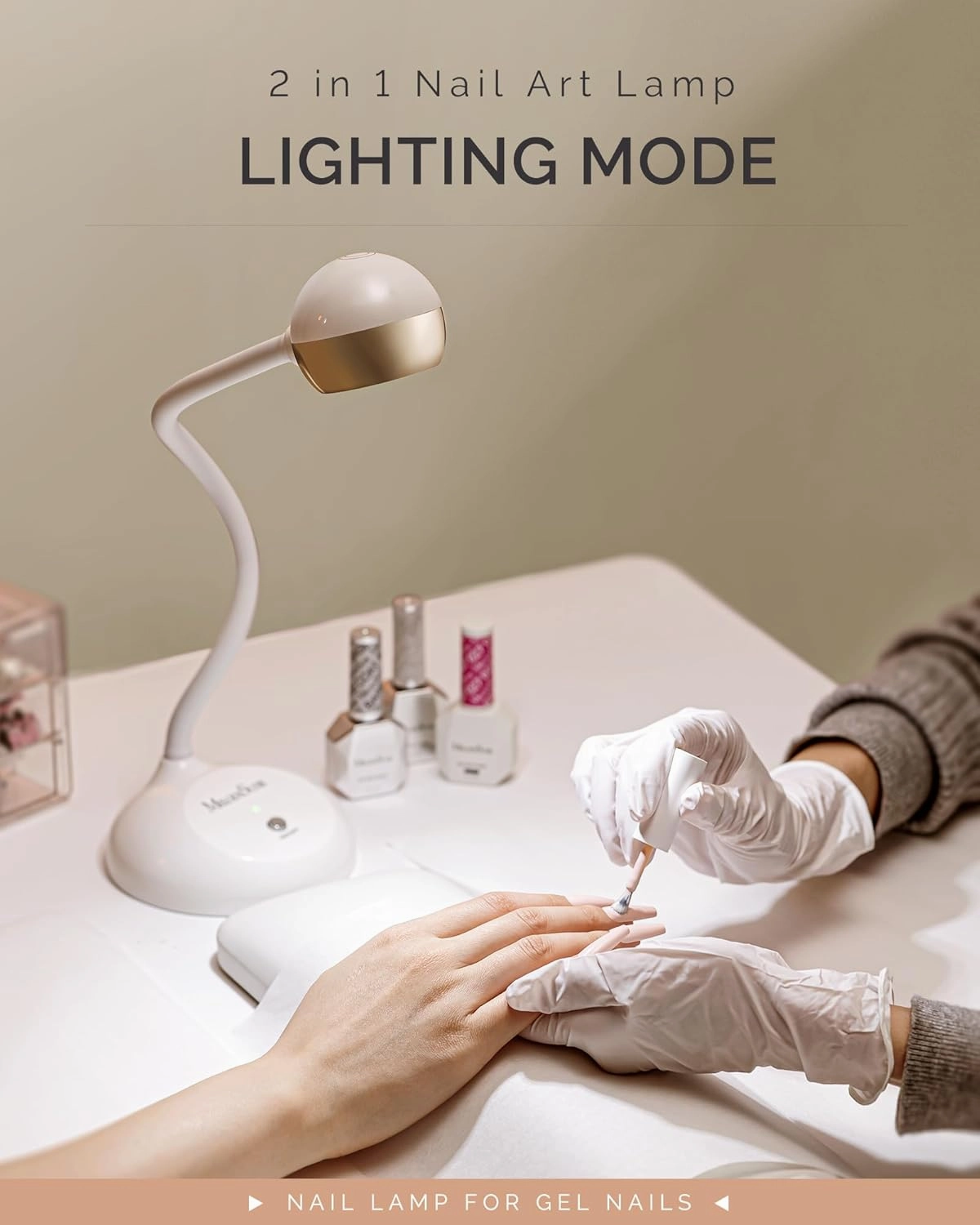 MelodySusie Cordless Rechargeable Nail Lamp with LED & UV 2 Modes, Professional Nail Supplies (Golden Nail Art Lamp)