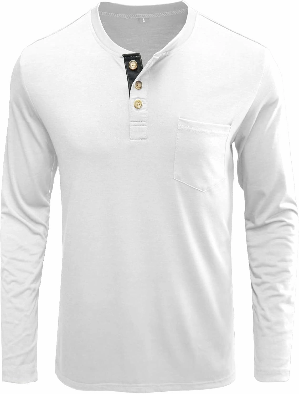 Men's 1/4 Button Comfy Long Sleeve Cotton Tops Casual Simple Solid Color Tee Shirts Lightweight Shirt with Pocket