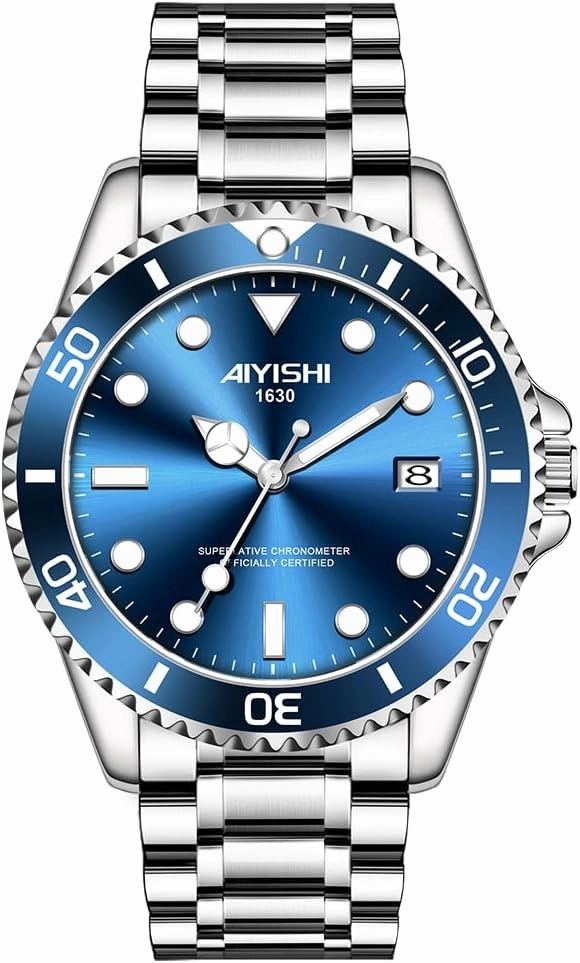 Men's Analog Quartz Watch with Date Display & Luminous Hands Waterproof, Luxury Silver Stainless Steel Watch, Rotatable Bezel Classic Business Dress Wristwatch Relojes De Hombre