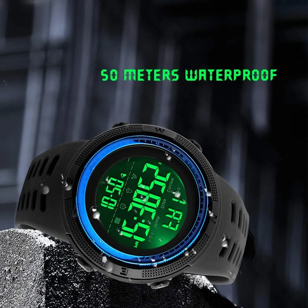Men's Digital Sports Watch Waterproof Military Stopwatch Countdown Auto Date Alarm