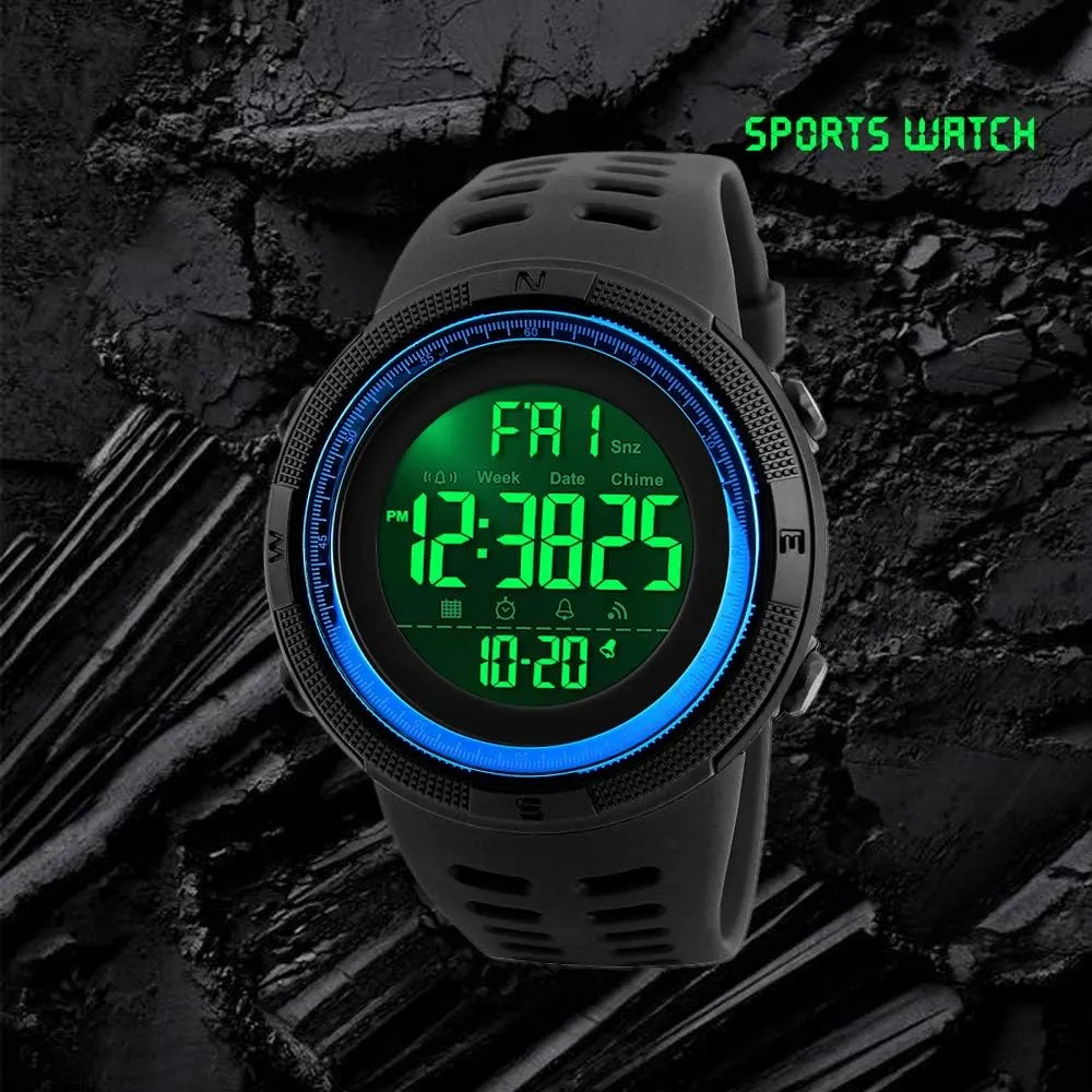Men's Digital Sports Watch Waterproof Military Stopwatch Countdown Auto Date Alarm