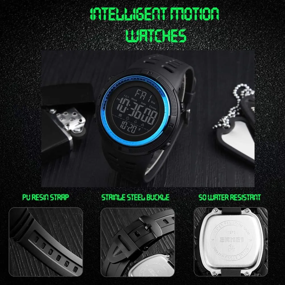 Men's Digital Sports Watch Waterproof Military Stopwatch Countdown Auto Date Alarm