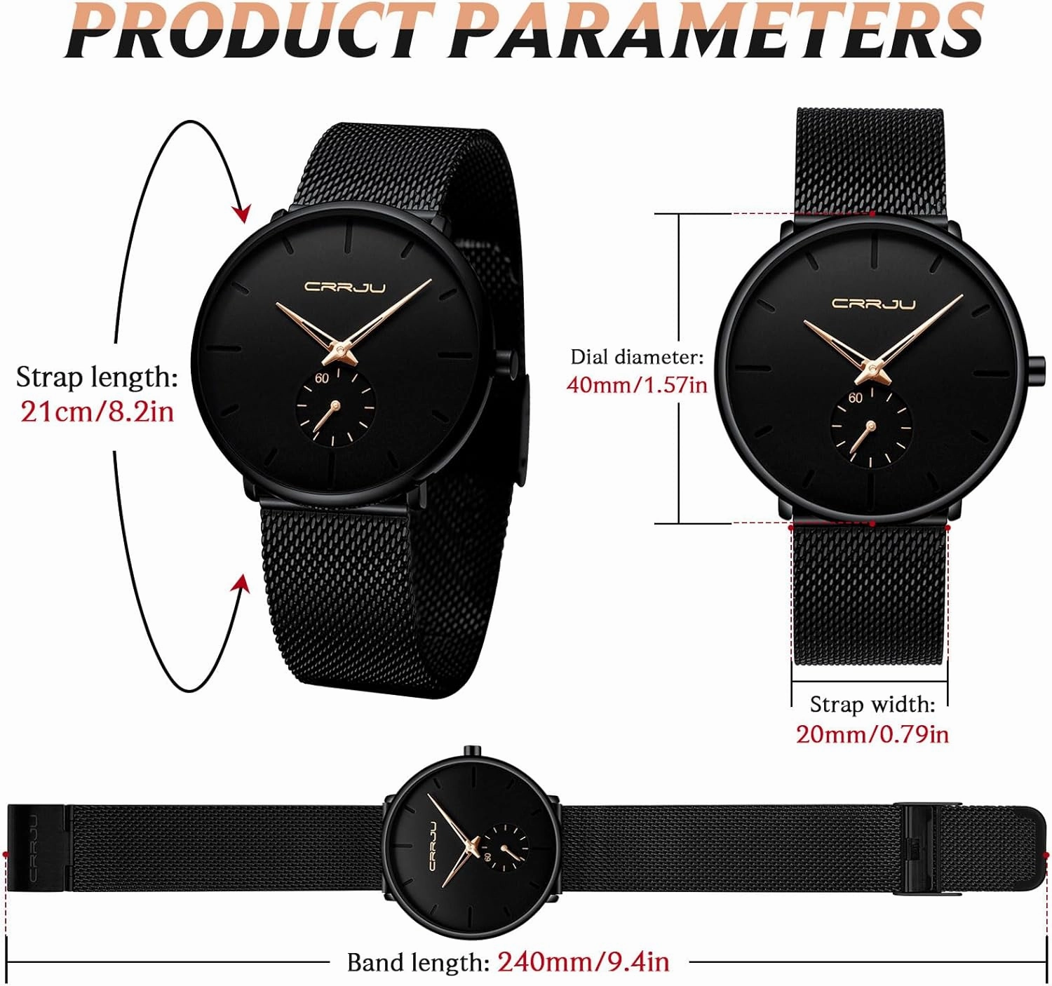 Mens Watches Ultra-Thin Minimalist Waterproof - Fashion Wrist Watch for Men Unisex Dress with Stainless Steel Mesh Band