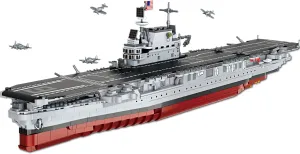 MEOA USS Enterprise Aircraft Battleship Building Toys 1883PCS WW2 Army CV-6 Carrier Building Blocks with Molded Airplane & Display Stand Military Navy Ship Model for Kids & Adults
