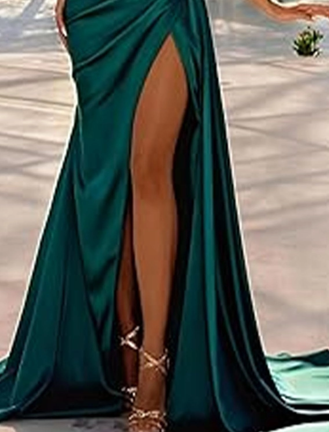 Mermaid/Trumpet Sexy Evening Prom Dress One Shoulder Court Train 3/4 Length Sleeve Formal Party Dress with Slit 2025