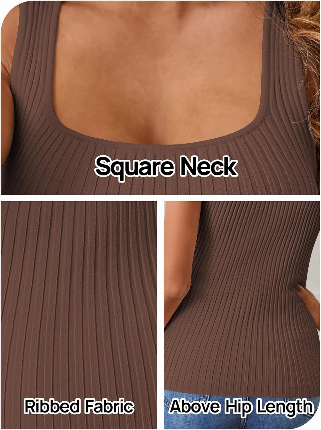 MEROKEETY Women's 2025 Ribbed Tank Tops Knit Square Neck Sleeveless Shirts Summer Casual Basic Tanks