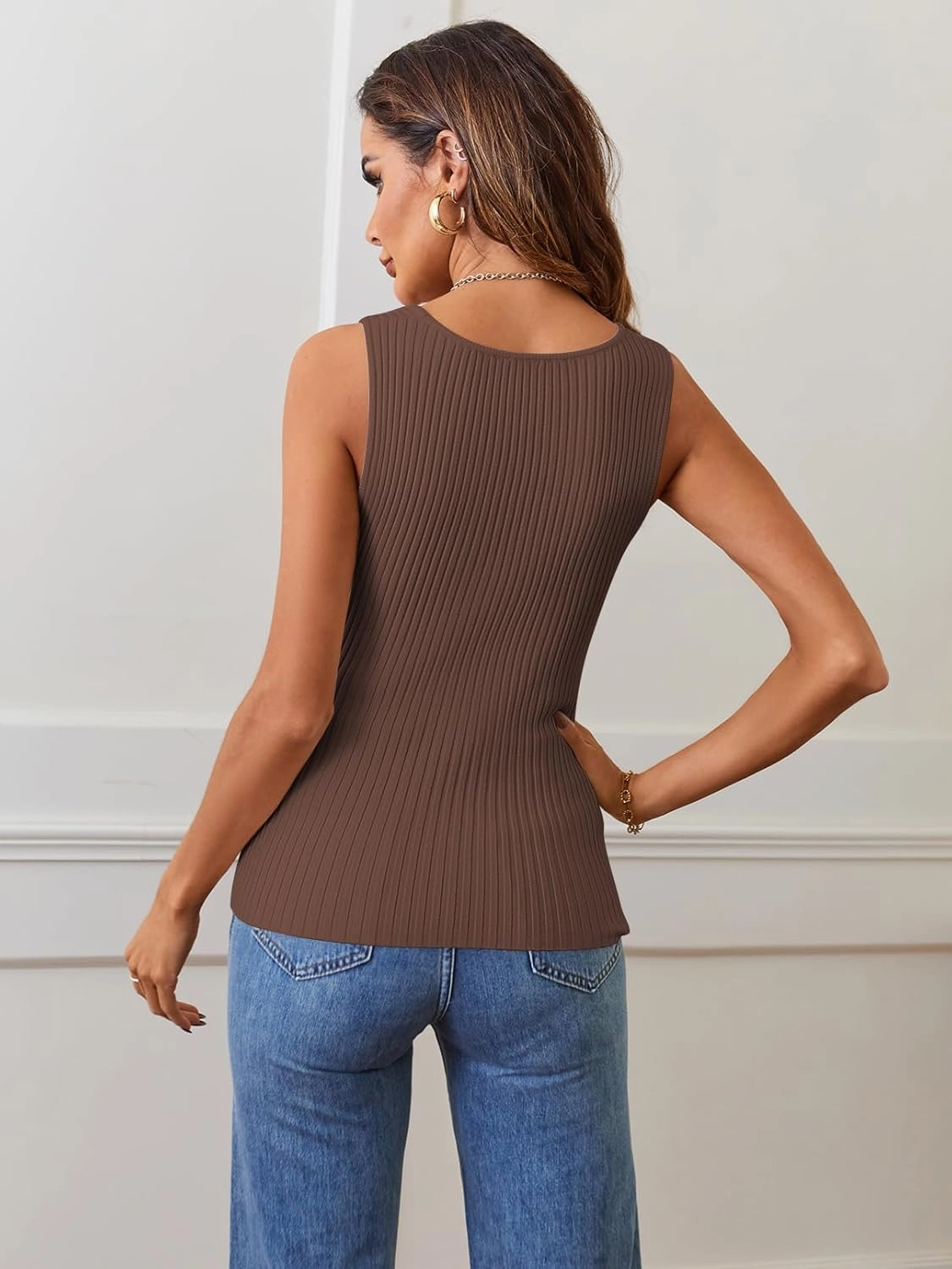 MEROKEETY Women's 2025 Ribbed Tank Tops Knit Square Neck Sleeveless Shirts Summer Casual Basic Tanks