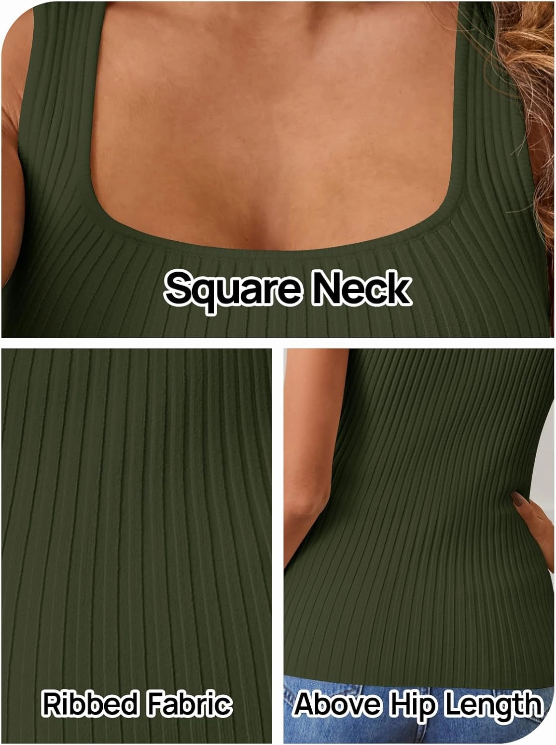 MEROKEETY Women's 2025 Ribbed Tank Tops Knit Square Neck Sleeveless Shirts Summer Casual Basic Tanks