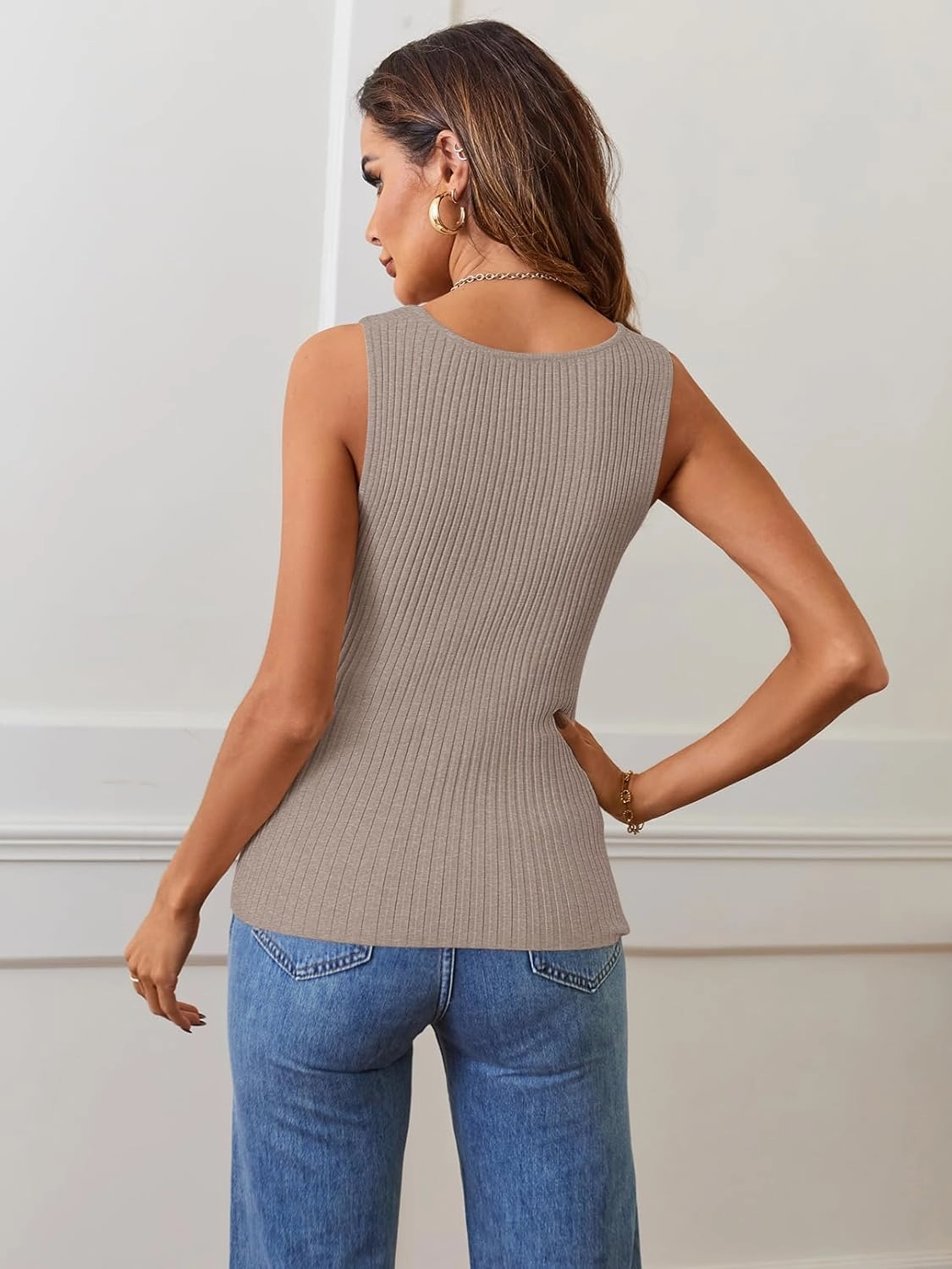 MEROKEETY Women's 2025 Ribbed Tank Tops Knit Square Neck Sleeveless Shirts Summer Casual Basic Tanks