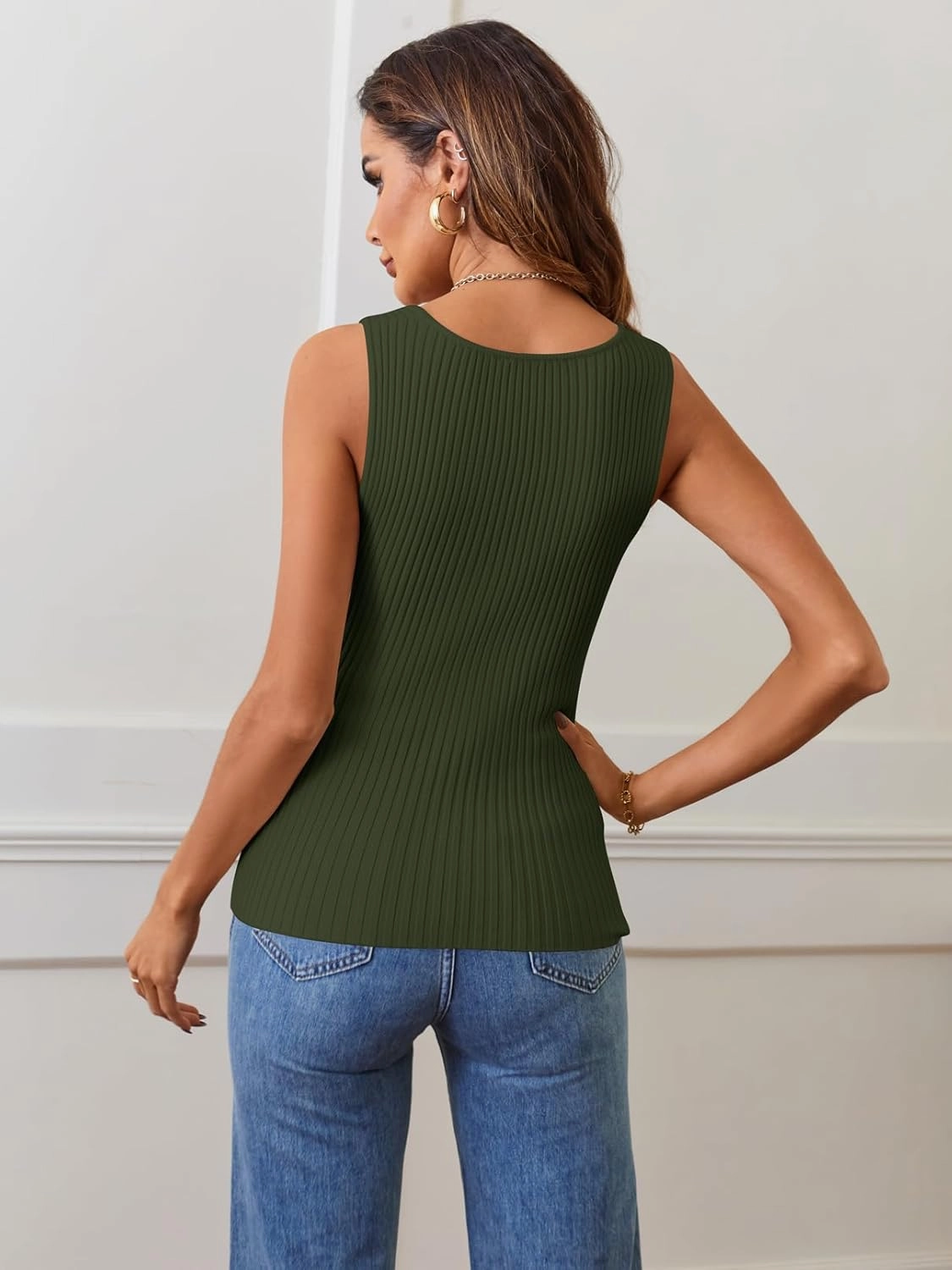 MEROKEETY Women's 2025 Ribbed Tank Tops Knit Square Neck Sleeveless Shirts Summer Casual Basic Tanks