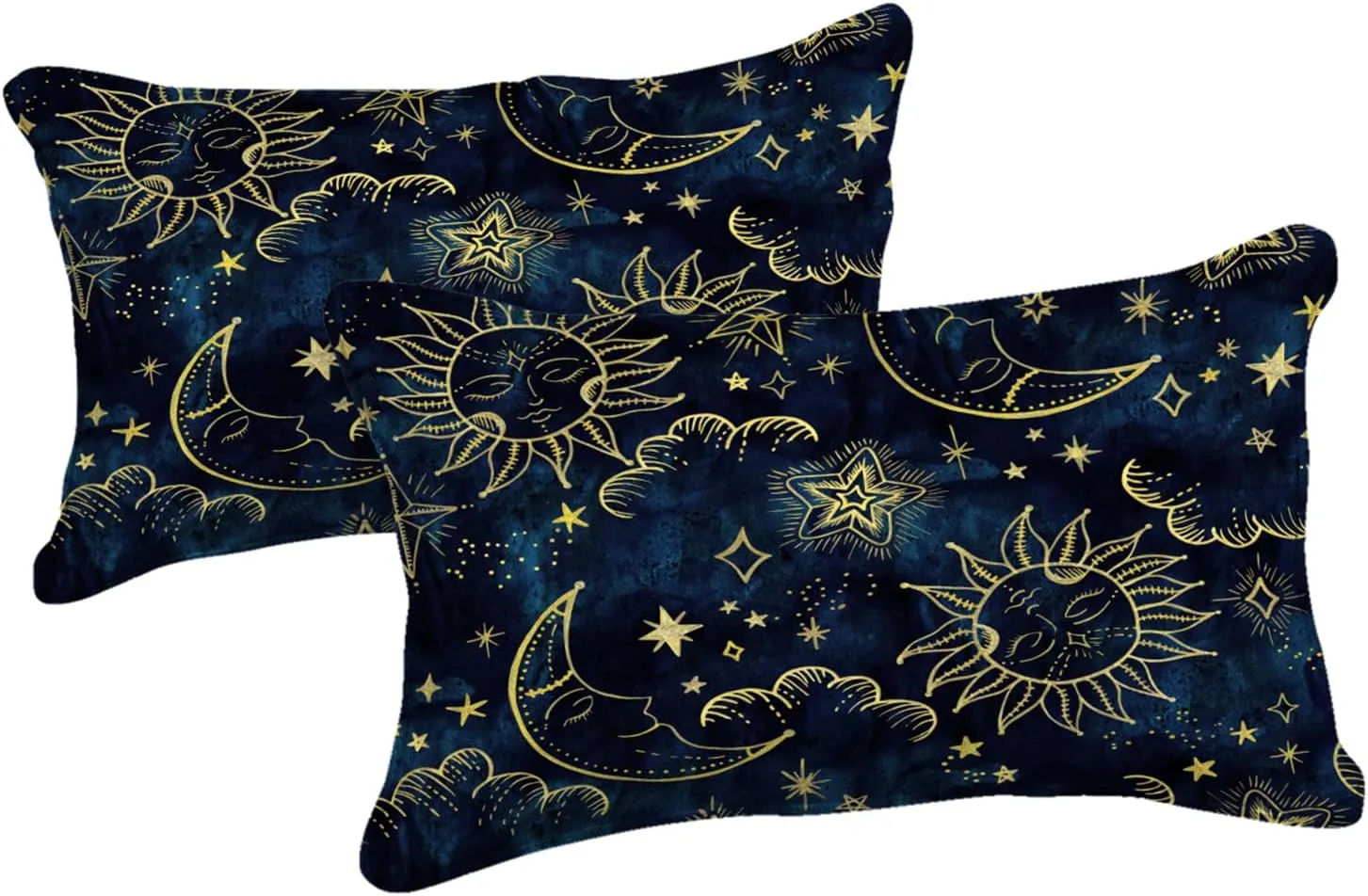 Merryword 8 Pieces Universe Bed in a Bag Sun and Moon Comforter Set Queen Size Galaxy Bedding Blue Gold Moon Star Pattern Bohemian Gothic Comforter Set for Boys Girls Women