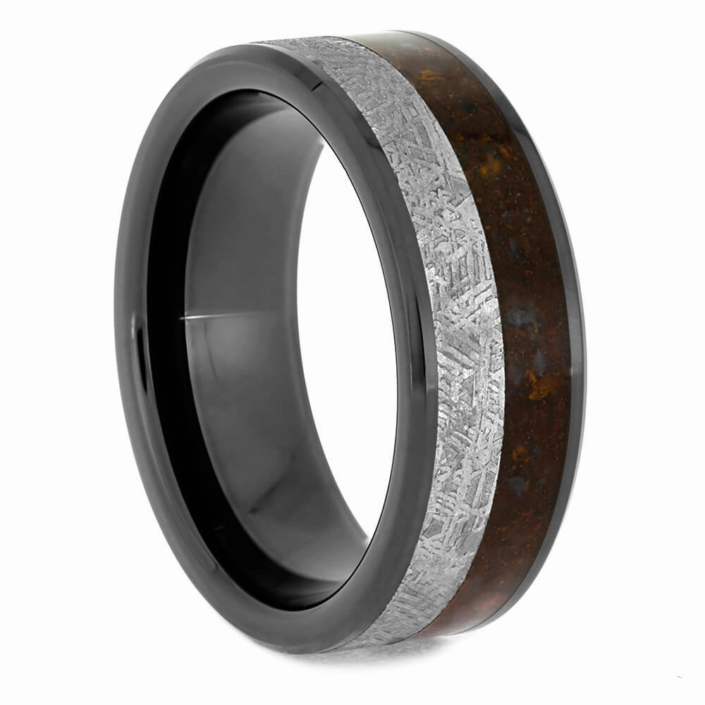 Meteorite & Dinosaur Bone Men's Wedding Band