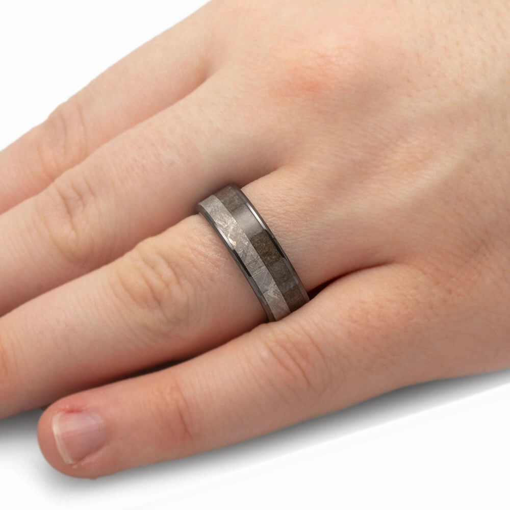 Meteorite & Dinosaur Bone Men's Wedding Band