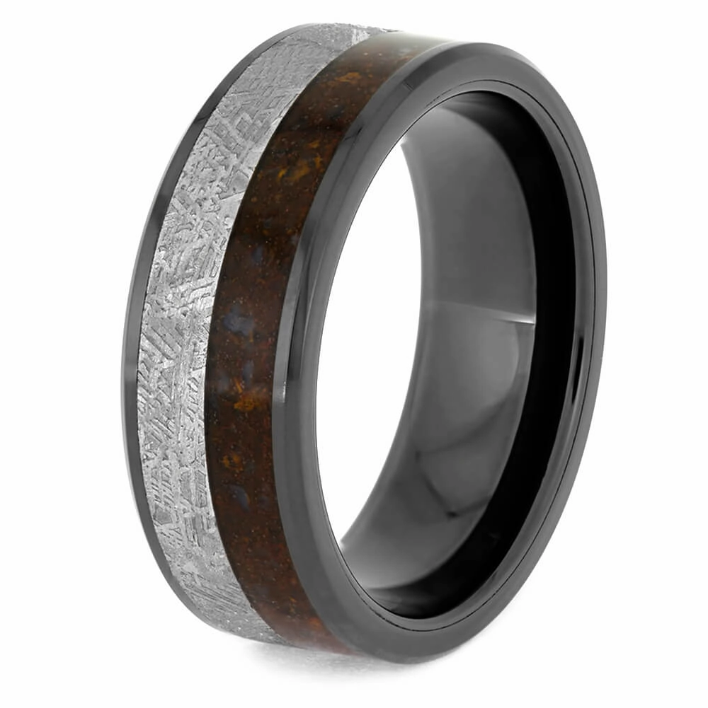Meteorite & Dinosaur Bone Men's Wedding Band