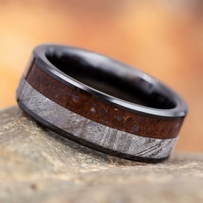 Meteorite & Dinosaur Bone Men's Wedding Band