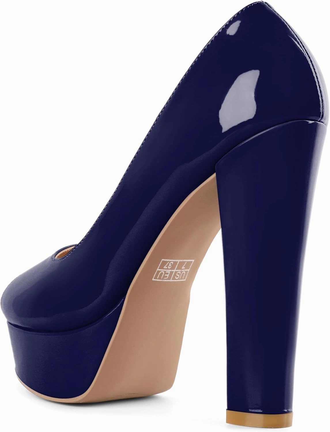 Mettesally Women's Peep Toe Platform Pumps Chunky Heel Slip On Weding Party Evening Dress Shoes