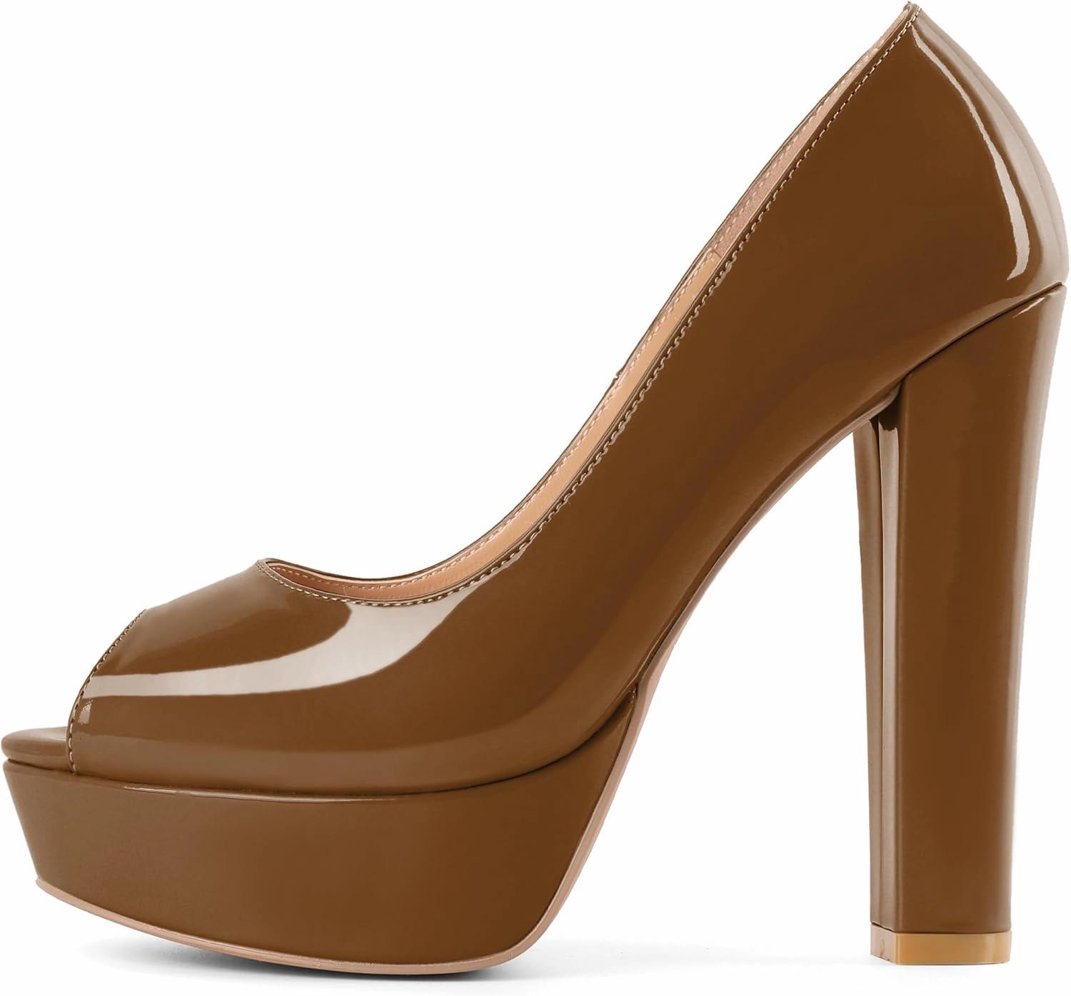 Mettesally Women's Peep Toe Platform Pumps Chunky Heel Slip On Weding Party Evening Dress Shoes