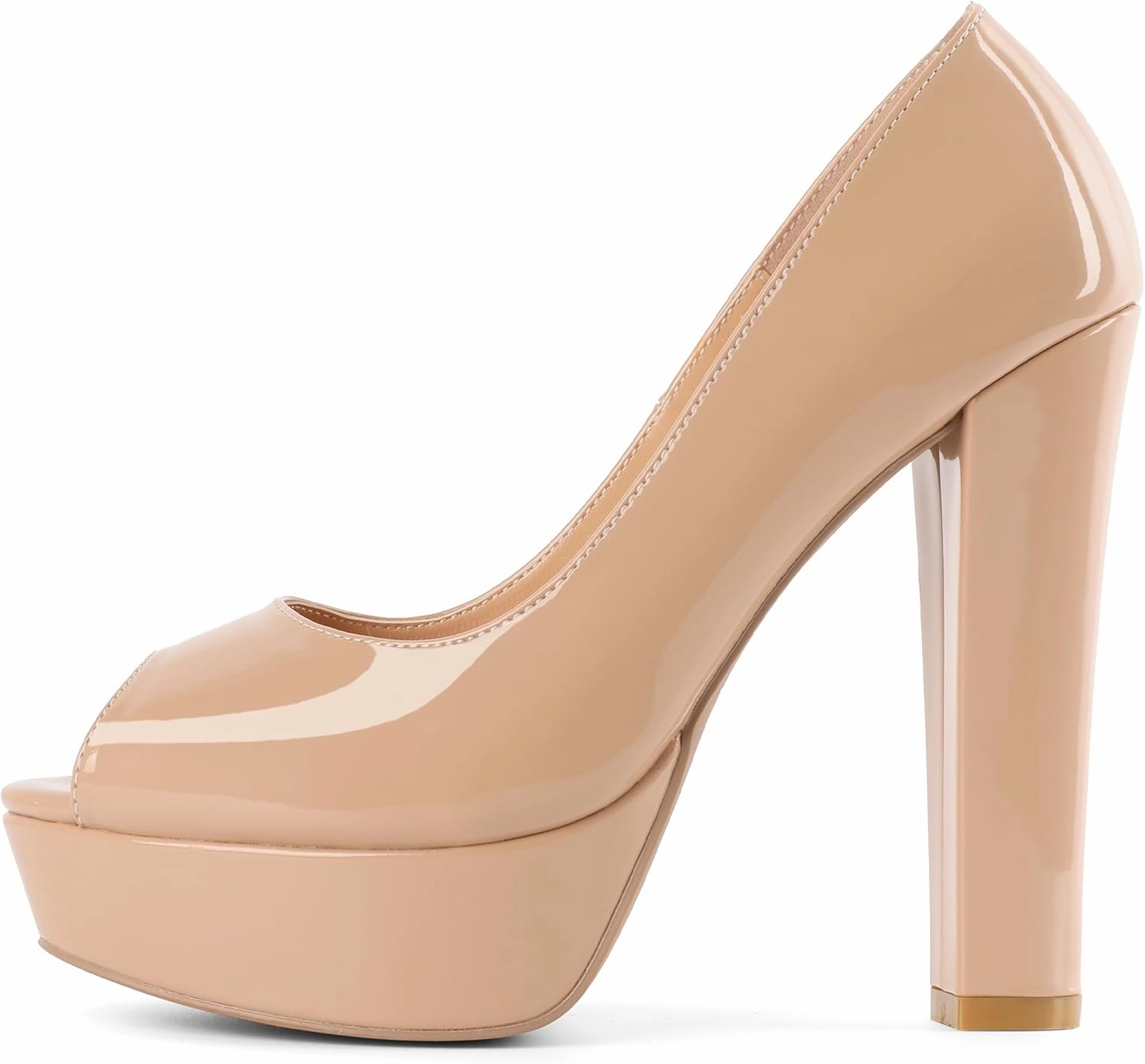 Mettesally Women's Peep Toe Platform Pumps Chunky Heel Slip On Weding Party Evening Dress Shoes