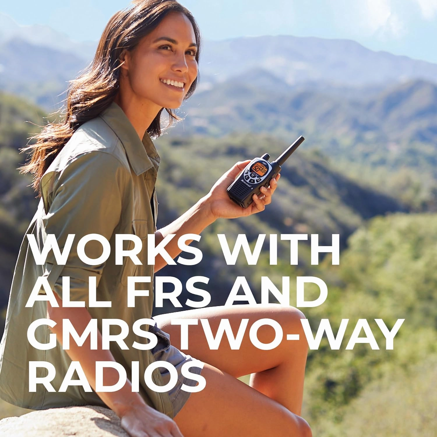 Midland GXT1000AZ GMRS Two-Way Radio (50-Channel, Long Range, 142 Privacy Codes, SOS, NOAA, Rechargeable Nickle Battery, Black/Silver, Single Pack)