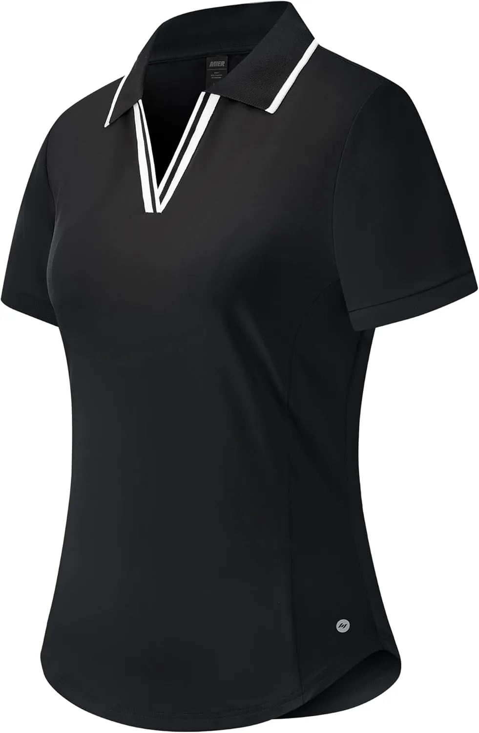 MIER V-Neck Polo Shirts for Women Short Sleeve UPF 50  Sun Protection Golf Tennis Active Stretch Collared Shirt Tops, Dry Fit