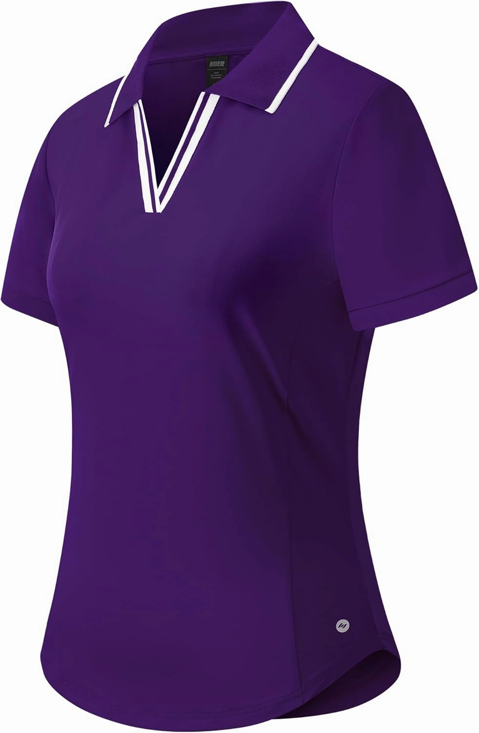 MIER V-Neck Polo Shirts for Women Short Sleeve UPF 50  Sun Protection Golf Tennis Active Stretch Collared Shirt Tops, Dry Fit