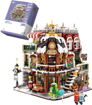 Mini Christmas Cafe Shop Building Blocks Set, Holiday Main Street View Architecture Model, Merry Christmas Toy Gifts for Adults, Mini Bricks Coffee Construction (2506pcs)