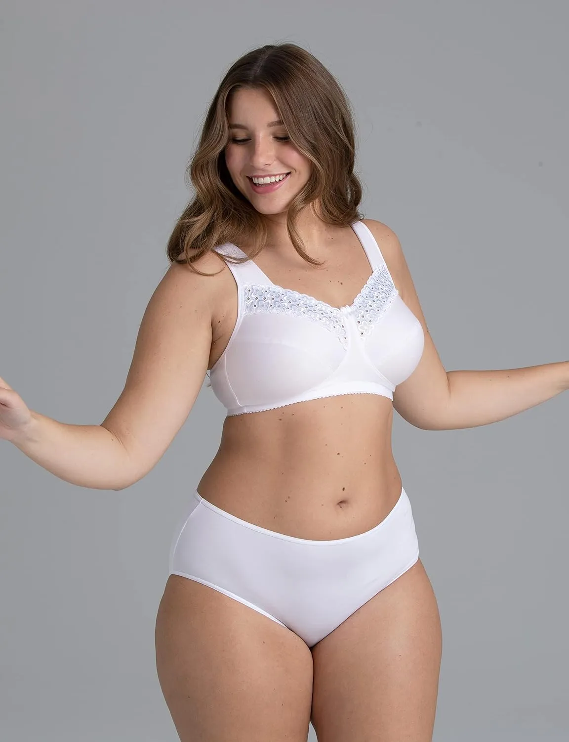 Miss Mary - Broderie Anglaise, Non Wired Bras for Women, Everyday Bras, Comfortable Cotton, Supportive with Full Coverage