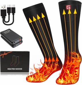 MMlove Heated Socks for Men Women with 3 Heat Set,Electric Heated Socks Rechargeable Foot Warmers Washable Heated Socks for Camping Fishing Skiing Hiking