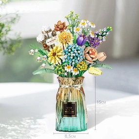 MOC NON  Building Blocks Bouquet 3D Flower Model &#39;s DIY Interactive Toys Home Decoration Plant Potted Plants for Kids Toy