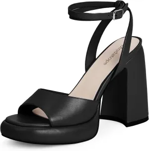Modatope Platform Heels Sandals for Women with Chunky Heel, Open Round Toe and Ankle Strap Design