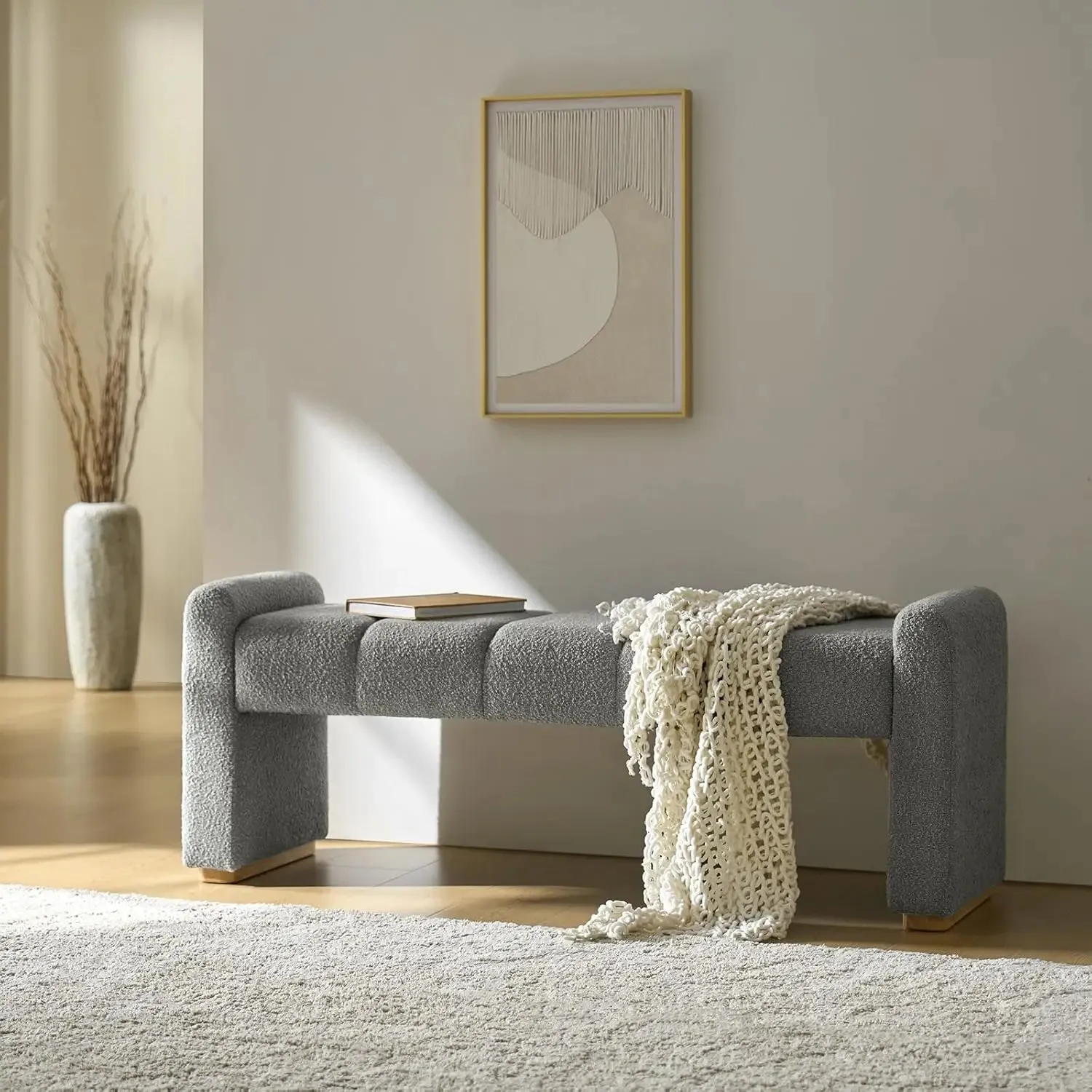 Modern Fabric Upholstered Entryway Bench