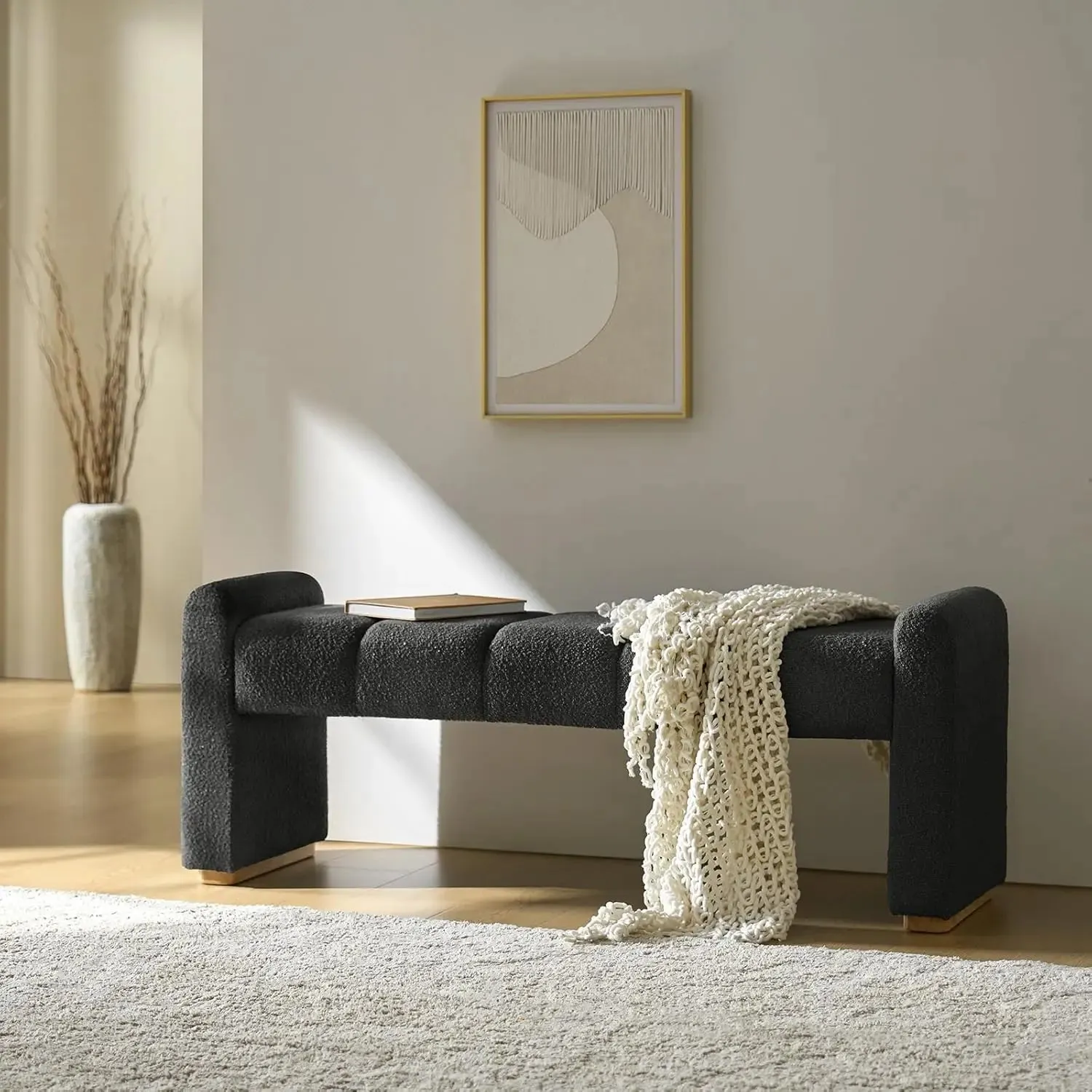 Modern Fabric Upholstered Entryway Bench