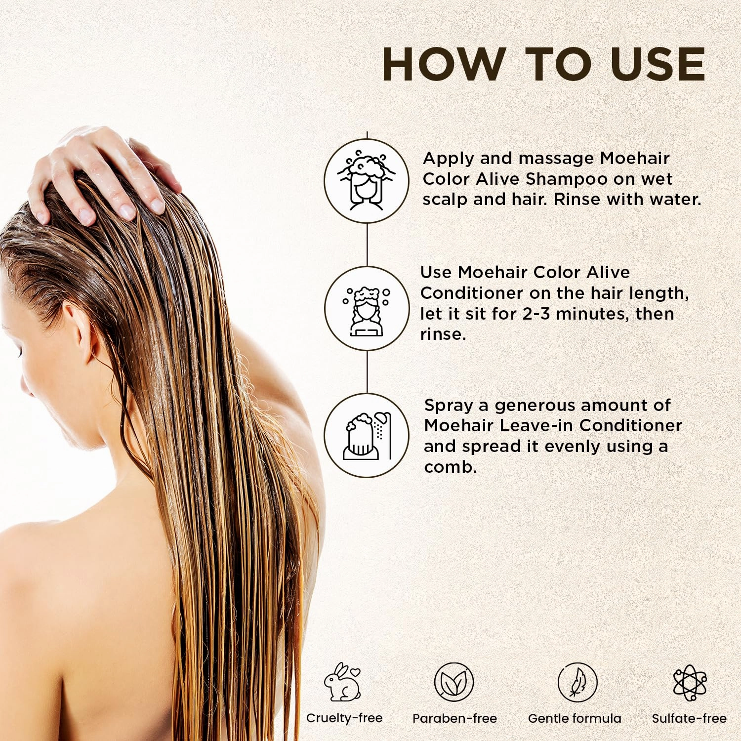MOEHAIR Travel Pack: Color Alive Shampoo, Conditioner and Leave-in Conditioner - Complete Color-Safe Haircare Solution for Colored Hair