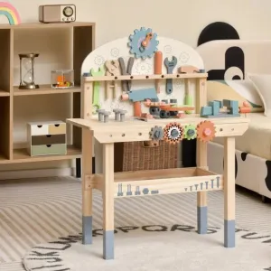 Montessori Eco Pine Wood Tool Bench | Childs Work Bench with Tools | Realistic | 3 Years 